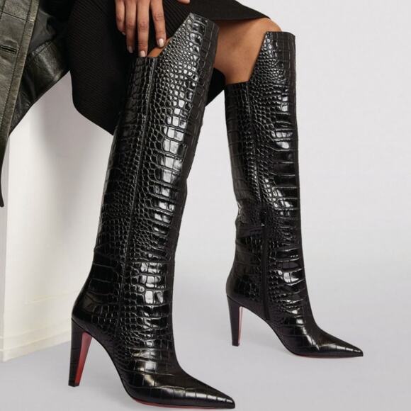 Christian Louboutin Slimini Botta Calf Ali Knee High Boots Size 37.5 - Picture 1 of 13